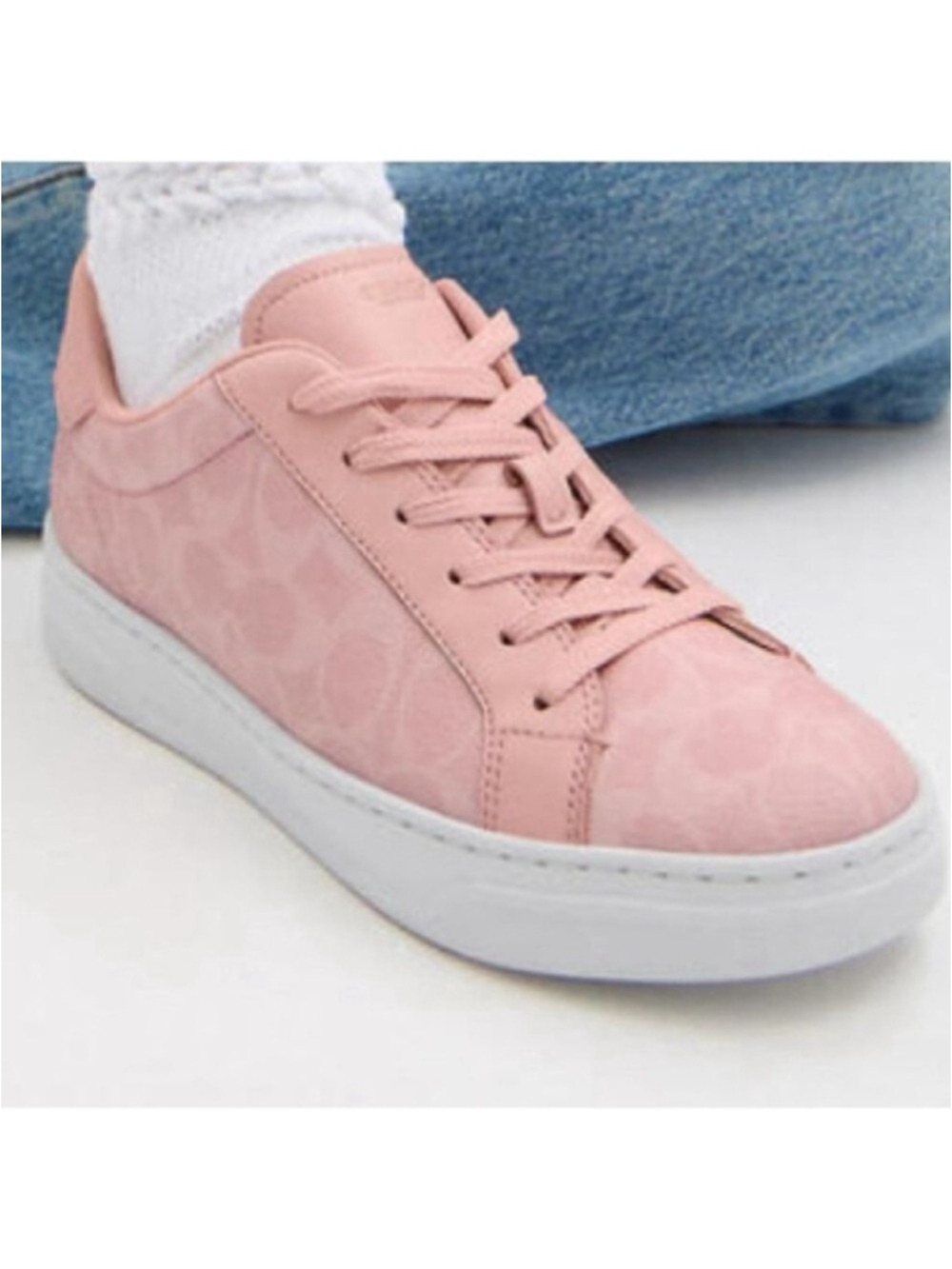 NEW Coach Pink Signature Canvas Leather Sneakers Size 6.5 (37) CBT39 NIB